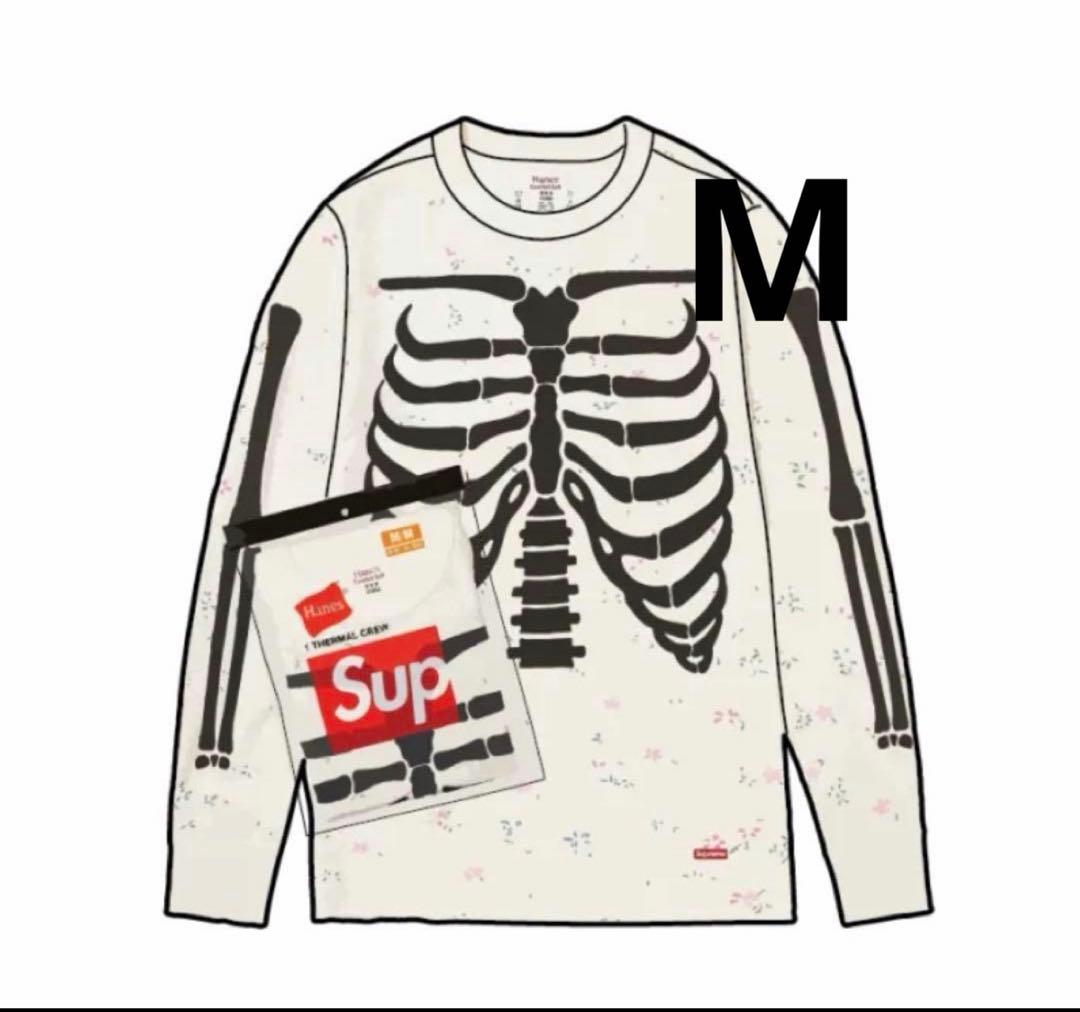 【即完品】花柄 Supreme x Hanes Bones サーマルCrew