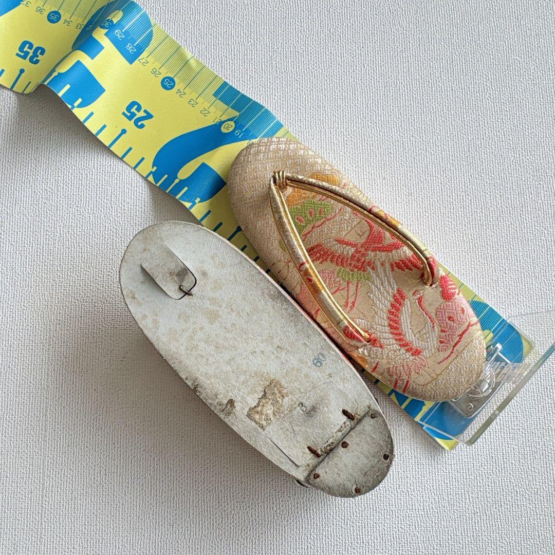 七五三　７歳女の子　オレンジ地　比翼仕立　刺繍金銀　花御所車未使用袋帯　7295