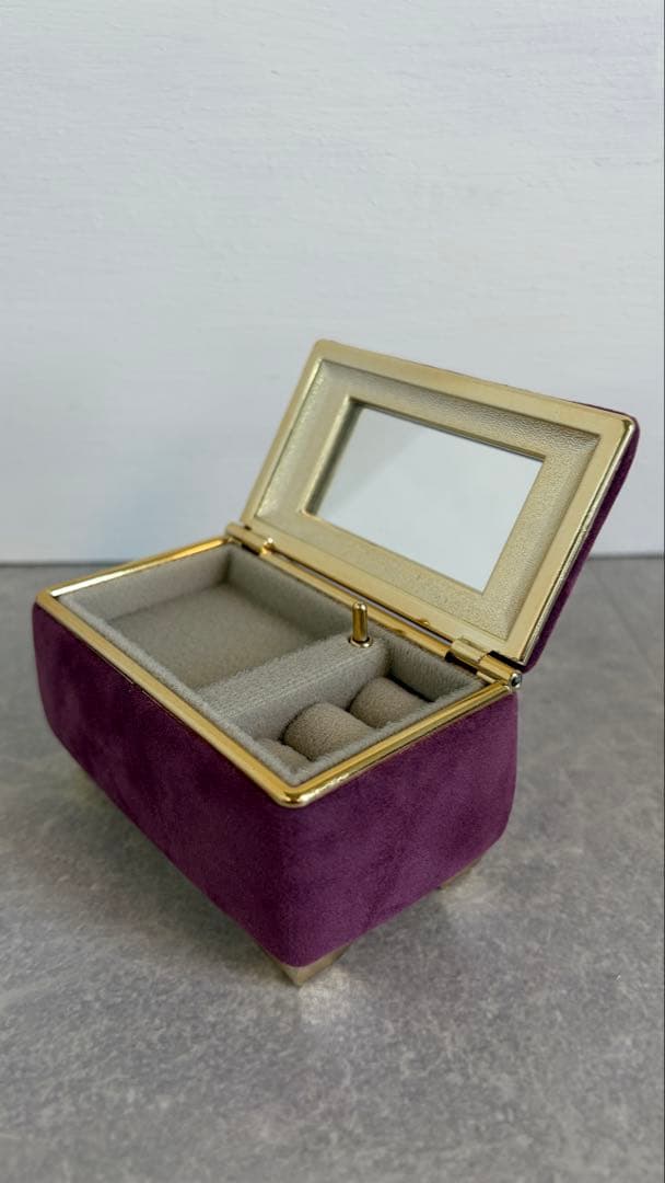 Sankyo製 椙山女学園 オルゴール付きジュエリーボックス パープル ベロア