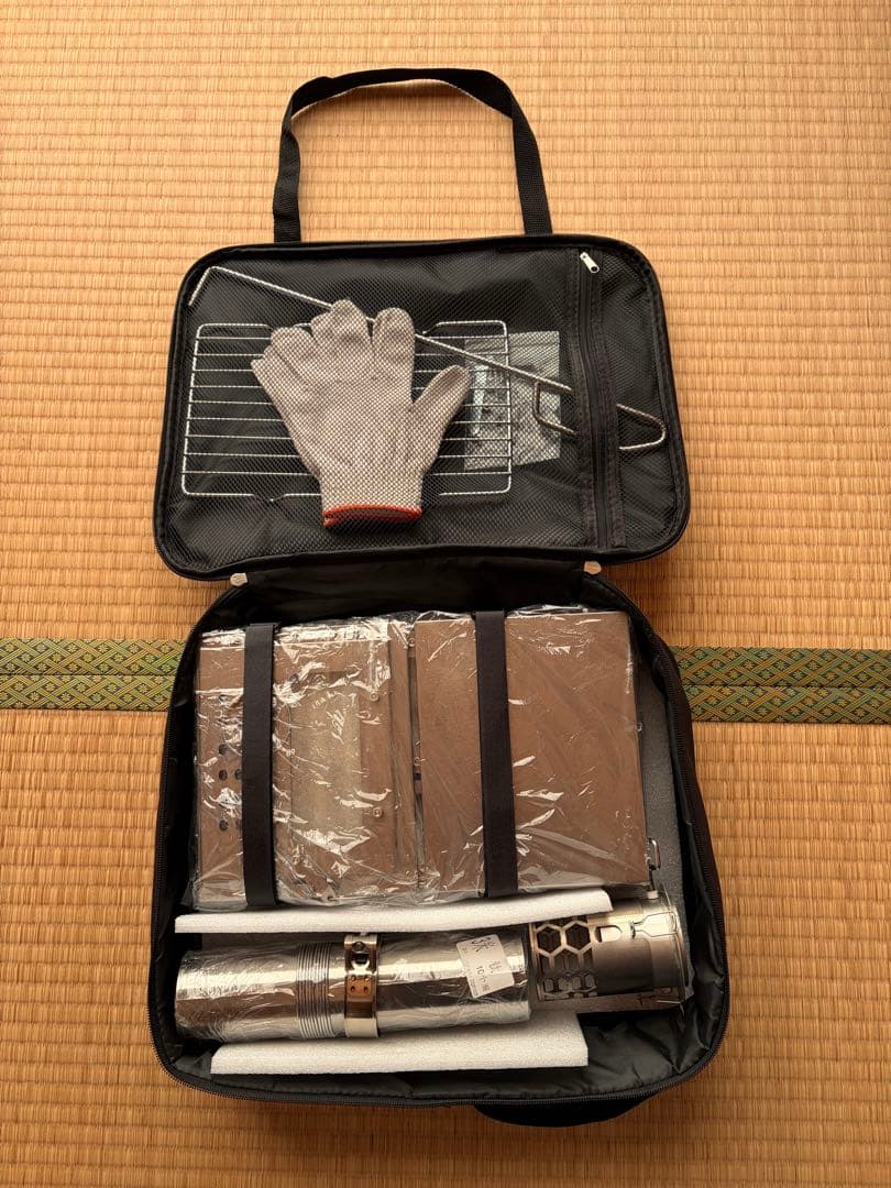 WT−Star−Ti 折り畳みチタン薪ストーブ未使用品 3面ガラス