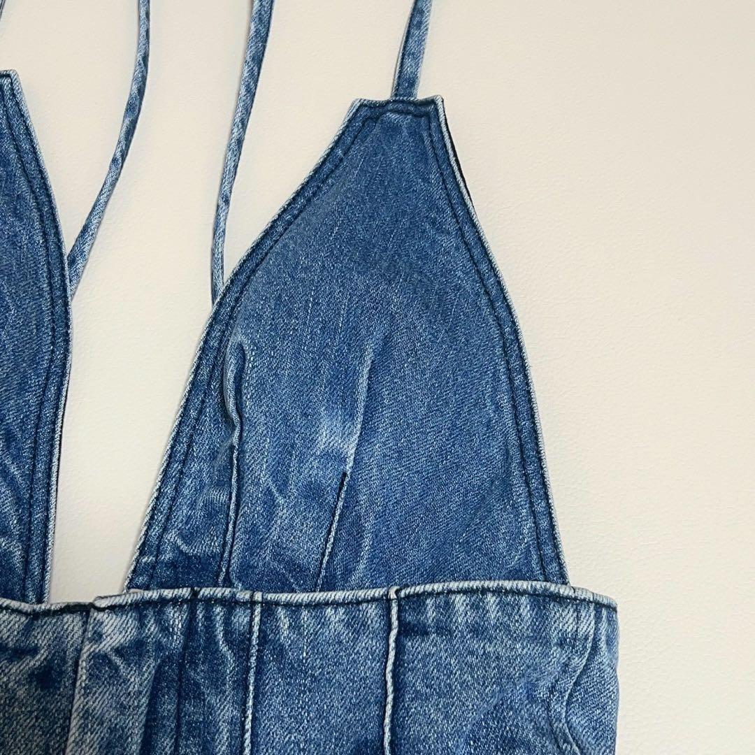 Leur logette オールインワン　デニムサロペット　取外し可　サイズ0