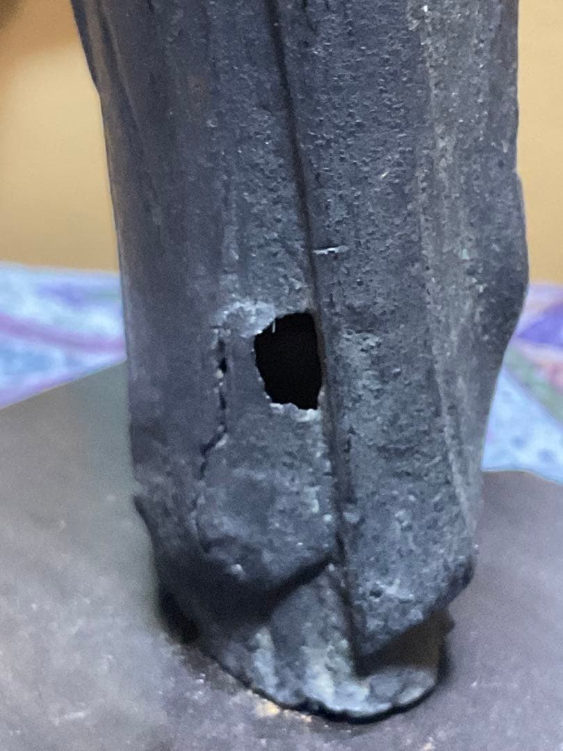 仏像／阿弥陀如来立像。鋼像　年代・江戸時代／中期。【足先欠如、後ろ側割れ有り】。