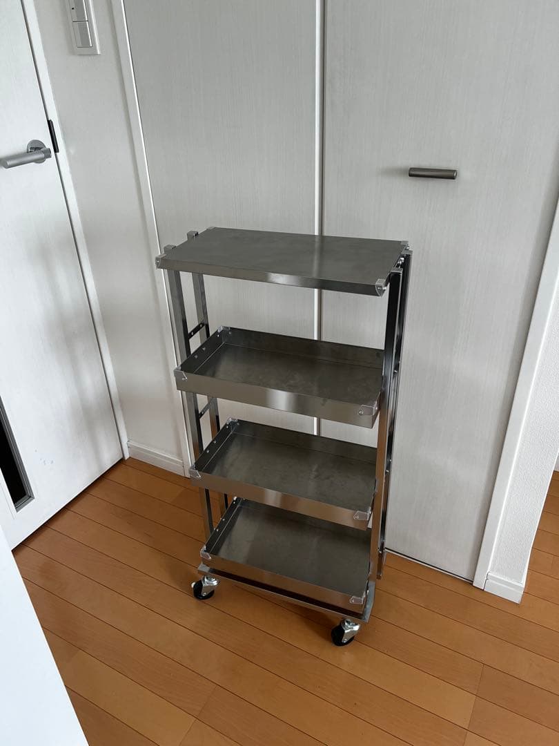 ジョニー 4段 スチールラック シルバー キャスター付き