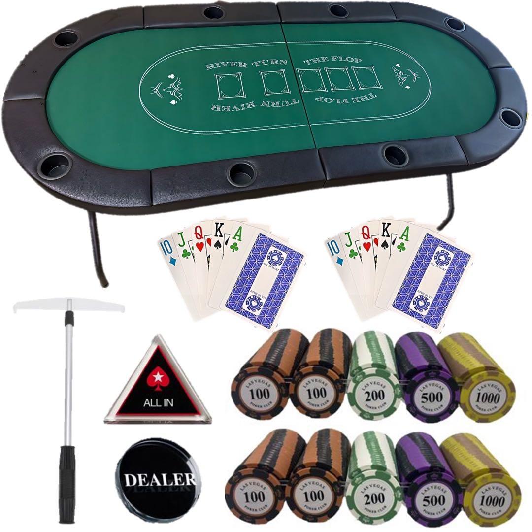 【あ】すぐ遊べる　ポーカーテーブルセット【8人用】