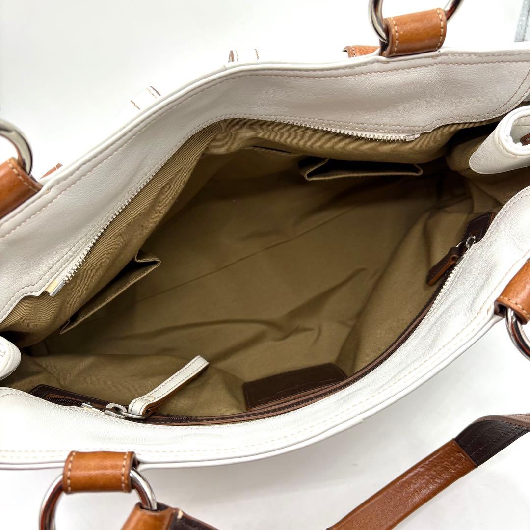バッグ COACH soho double pocket tote bag White