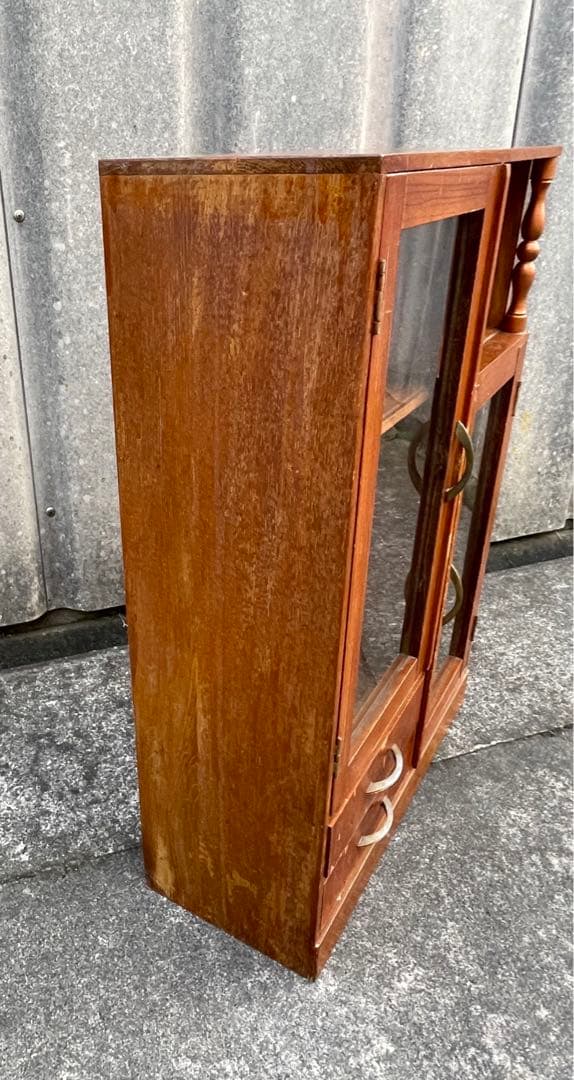 稀少/古道具/レトロ/無垢材/ガラス棚/飾り棚/棚/キャビネット/小引き出し/③