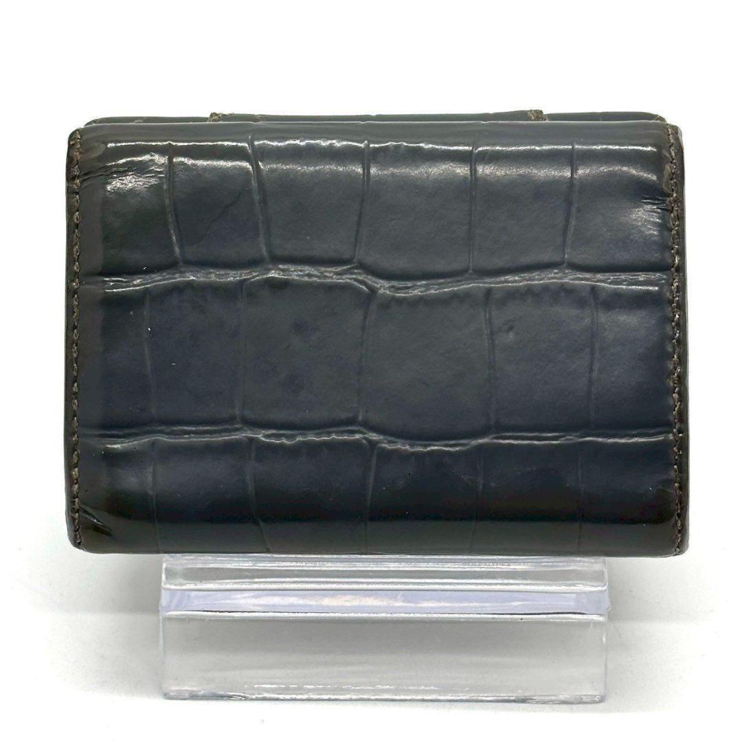 ト*ド様 バレンシアガ　三つ折財布 アワーグラス クロコ型押し Bロゴ レザー