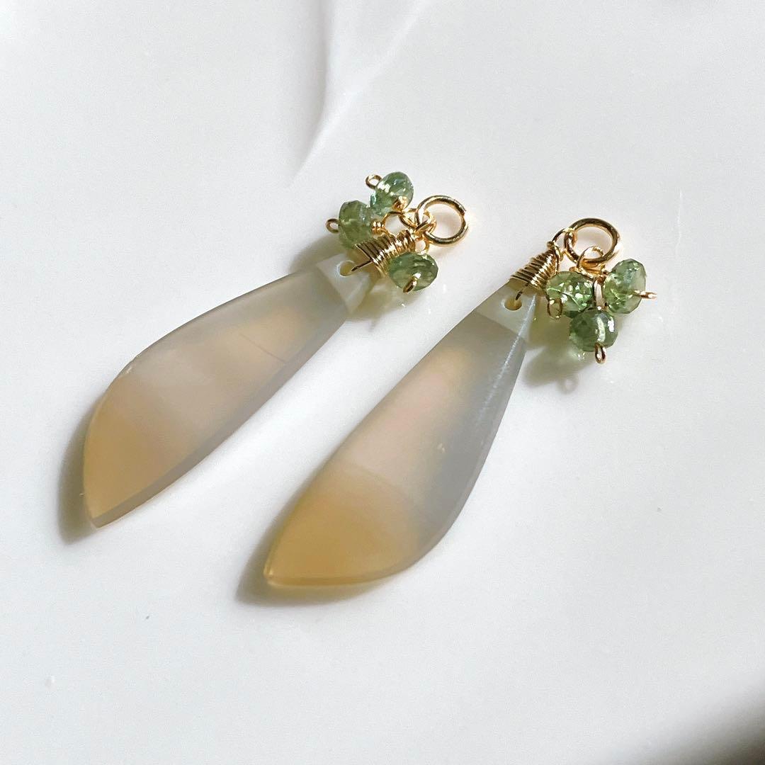 Kaya◆一点物✧パープルアゲート×アイオライトピアス✧14kgf