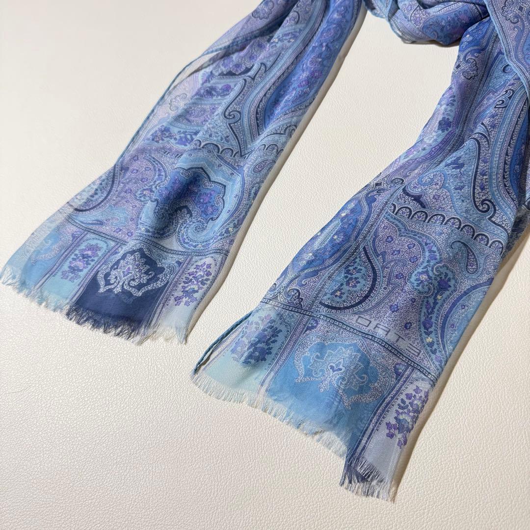 ETRO（エトロ） シルク100% ペイズリー柄 ストール 161×64