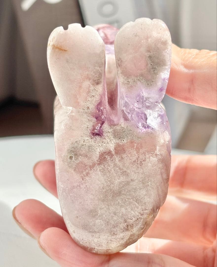 限定《芸術的ピース✰》ピンクアメジスト　フラワーアゲート　オオカミ　カービング