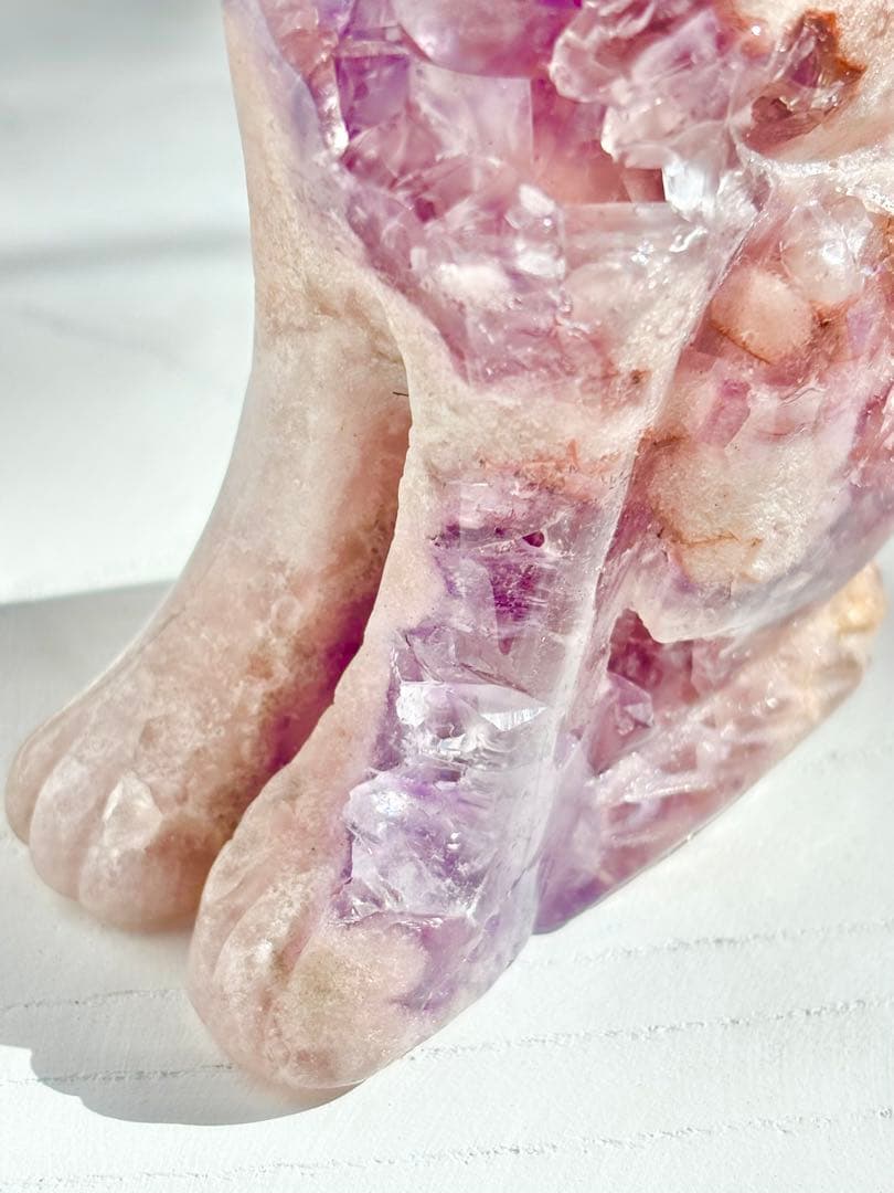 限定《芸術的ピース✰》ピンクアメジスト　フラワーアゲート　オオカミ　カービング