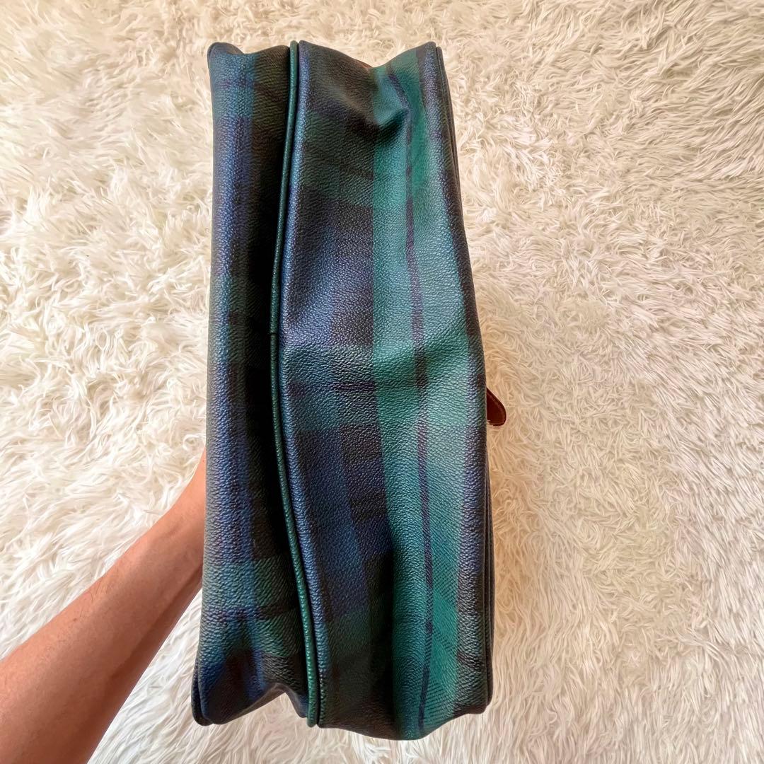 【美品】ポロ ラルフローレン PVC レザー メッセンジャーバッグ チェック柄