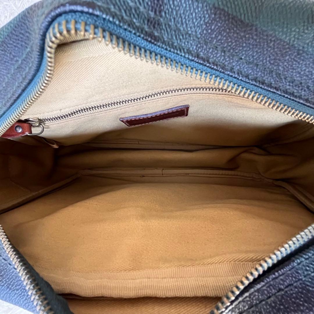 【美品】ポロ ラルフローレン PVC レザー メッセンジャーバッグ チェック柄