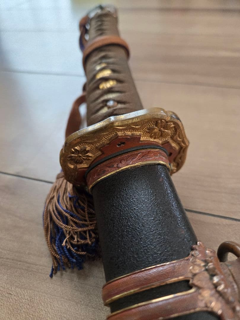 美品　陸軍九八式将校軍刀拵えのみ/番号揃い　刀緒付き　鉄鞘　残欠