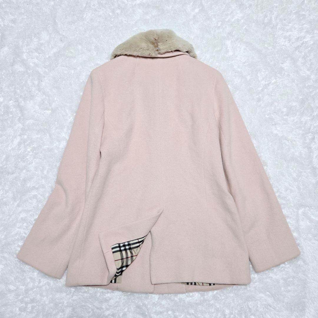 限定価格 BURBERRY LONDON ノバチェック アンゴラコート ピンク