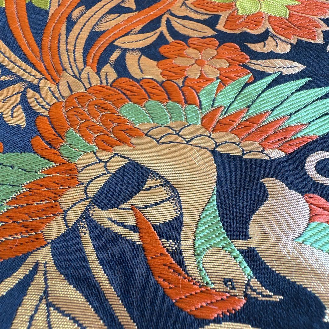 フルセット七五三７歳女の子　オレンジ地チューリップ　黒地袋帯鳳凰　長襦袢7124