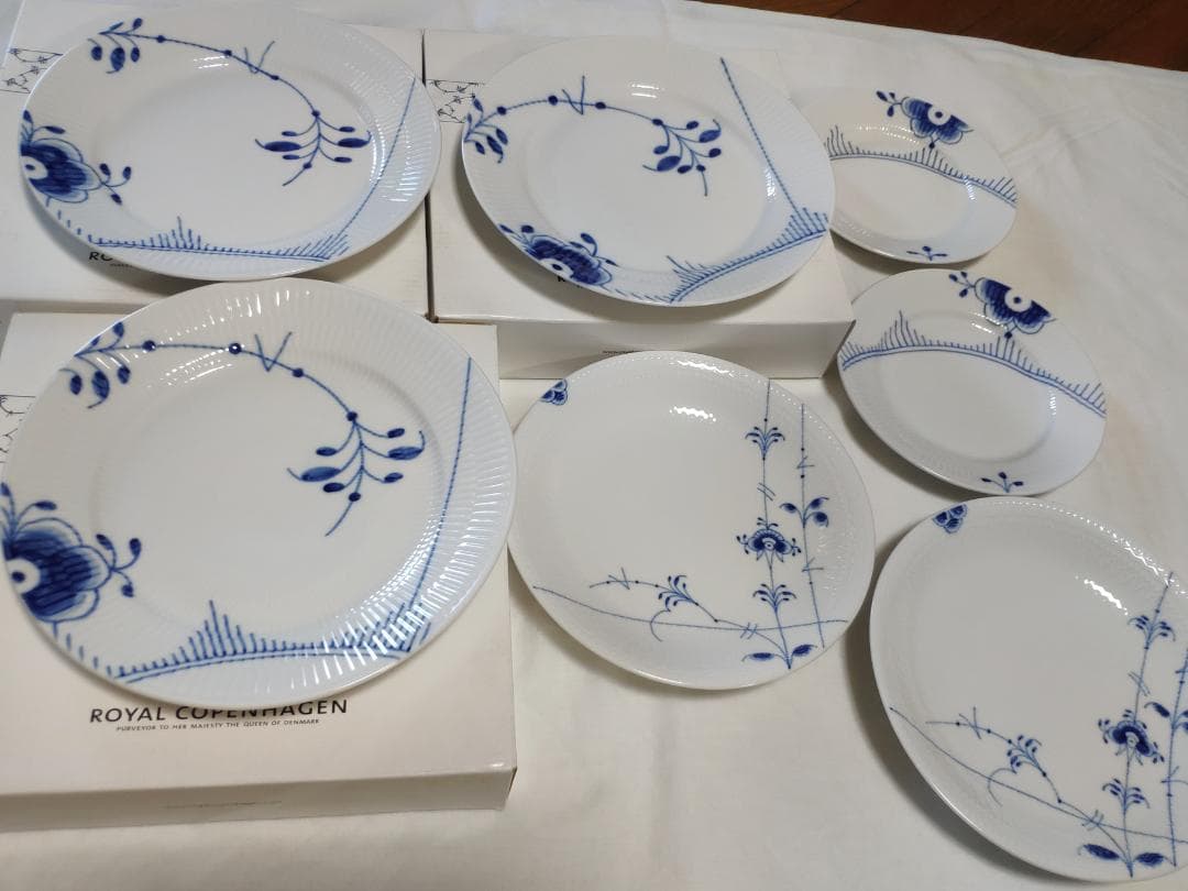 未使用&USEDロイヤルコペンハーゲン7点 ブルーフルーテッド ブルーパルメッテ