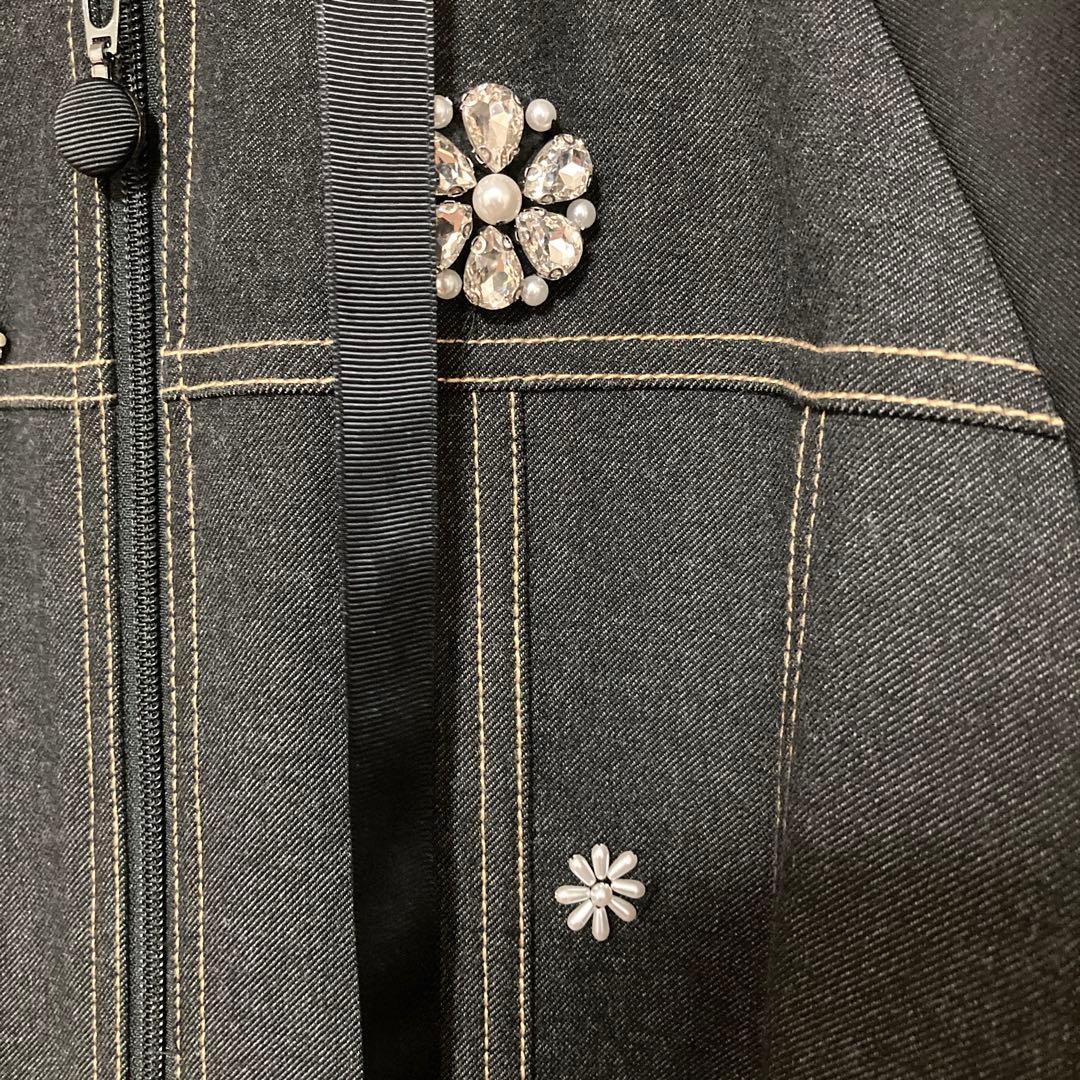 Super Beauty スーパービューティ　フード付きロングコート　ビジューL