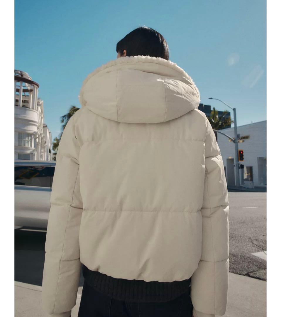 タグ付き新品★フェイクシープスキンフード付き撥水ウィンドブレーカーアノラック★M