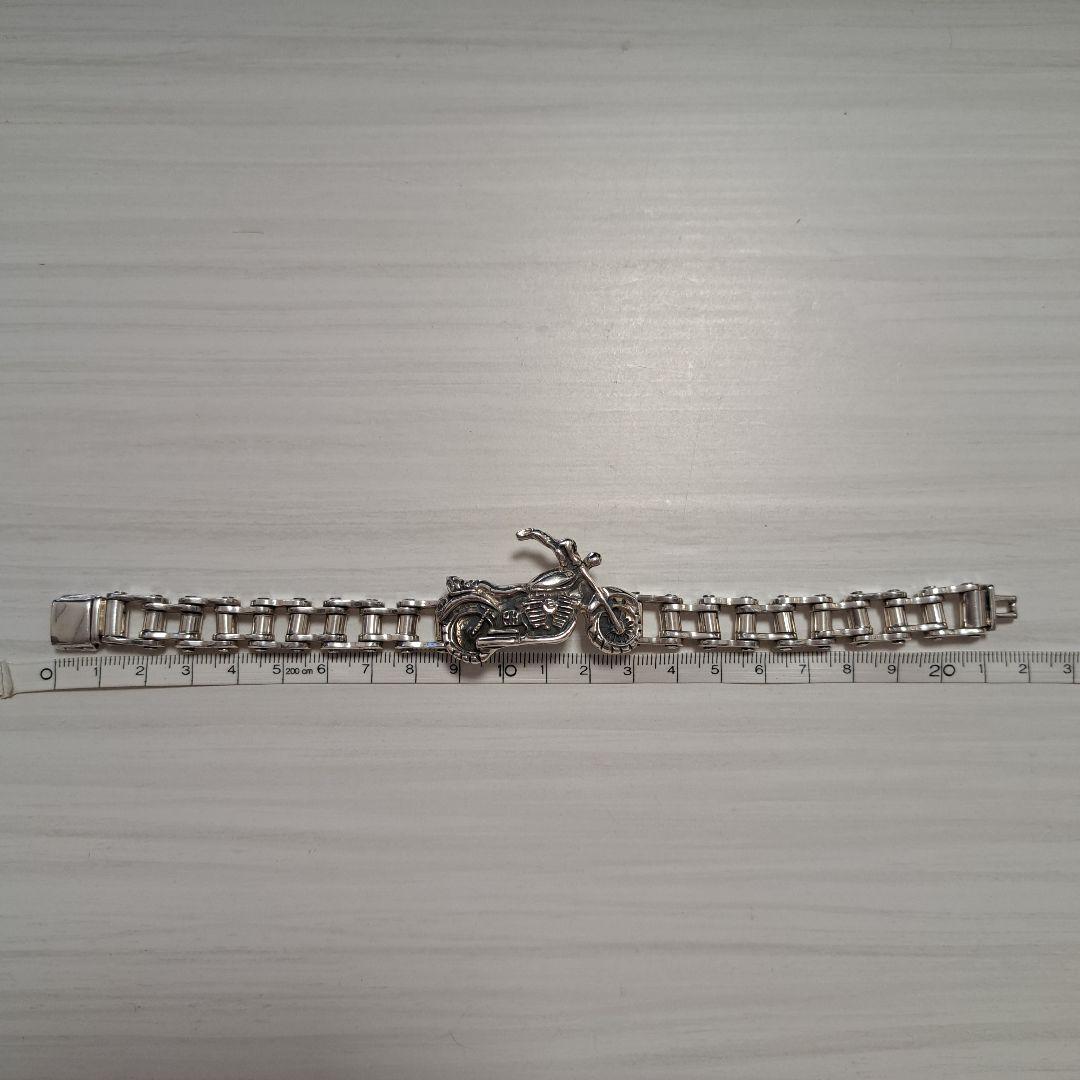 【ピンクの猫様】シルバー925 ブレスレット バイクチェーン バイクモチーフ