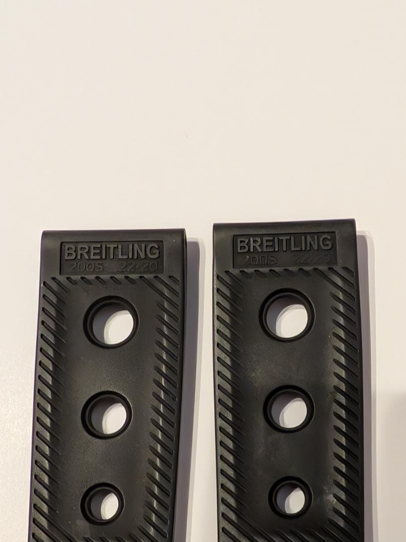 純正BREITLING ブラックラバーベルト フォールディングバックル SET