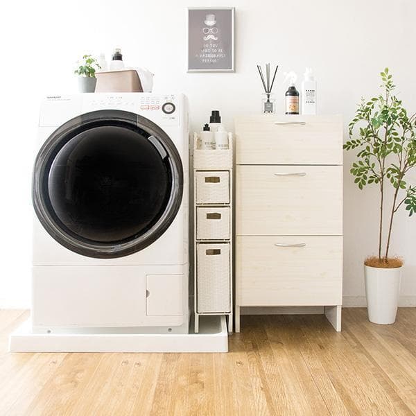 隙間収納ラック 15cm 洗面所 キッチン ランドリー 棚 収納 【ホワイト】