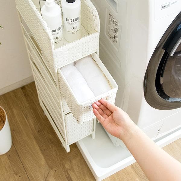 隙間収納ラック 15cm 洗面所 キッチン ランドリー 棚 収納 【ホワイト】