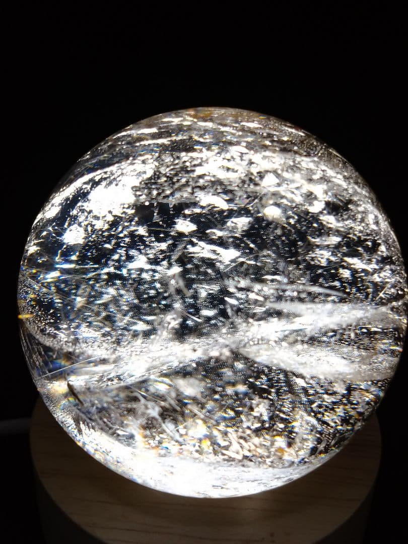 天然石■スモーキールチル■虹入り■丸玉■スフィア■台座付き■これマジやばいやつ