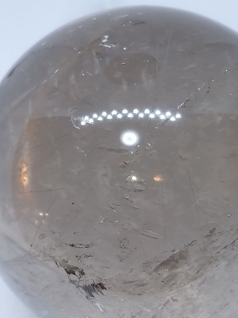 天然石■スモーキールチル■虹入り■丸玉■スフィア■台座付き■これマジやばいやつ