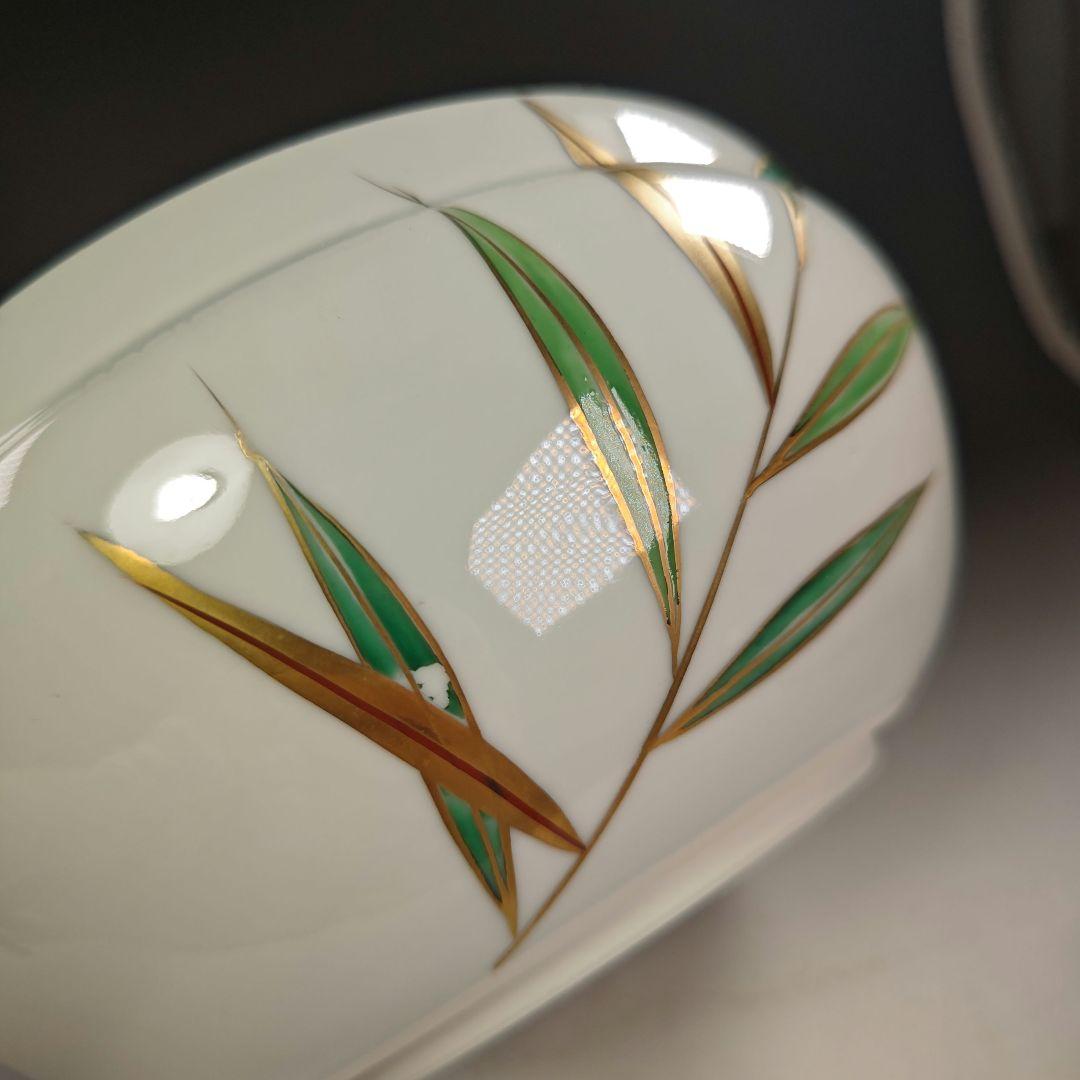 ウ245 水指『洞華造』『色絵芦　平水指　共箱』茶道具　塗蓋