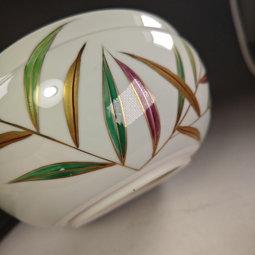 ウ245 水指『洞華造』『色絵芦　平水指　共箱』茶道具　塗蓋