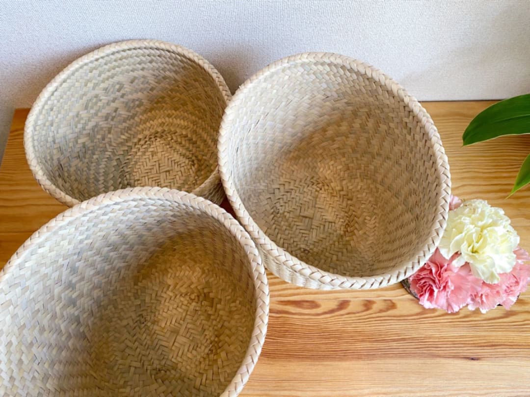 メキシコ　オアハカ　パームヤシ　カゴ　3点セット