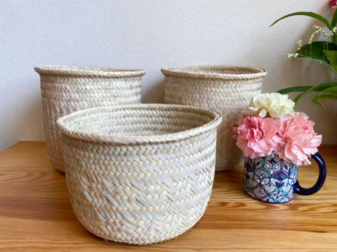 メキシコ　オアハカ　パームヤシ　カゴ　3点セット