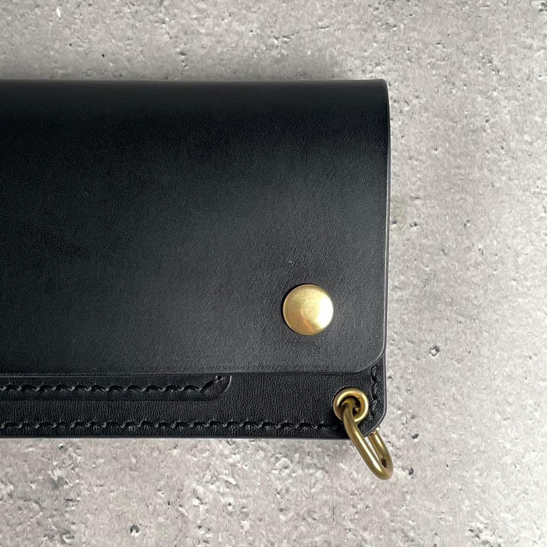 トラッカーウォレット ロング 真鍮チェーン付 本革 バイカー