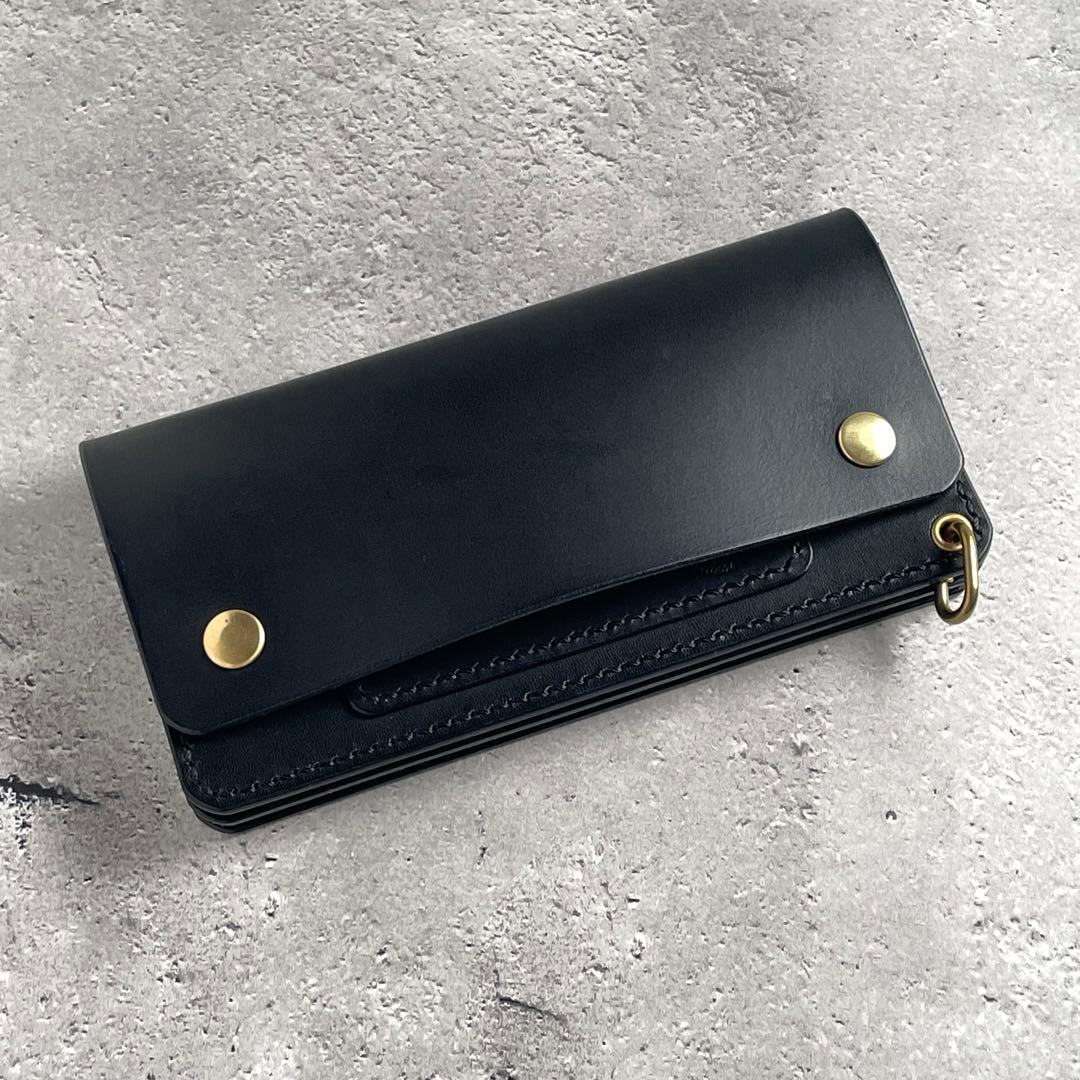 トラッカーウォレット ロング 真鍮チェーン付 本革 バイカー