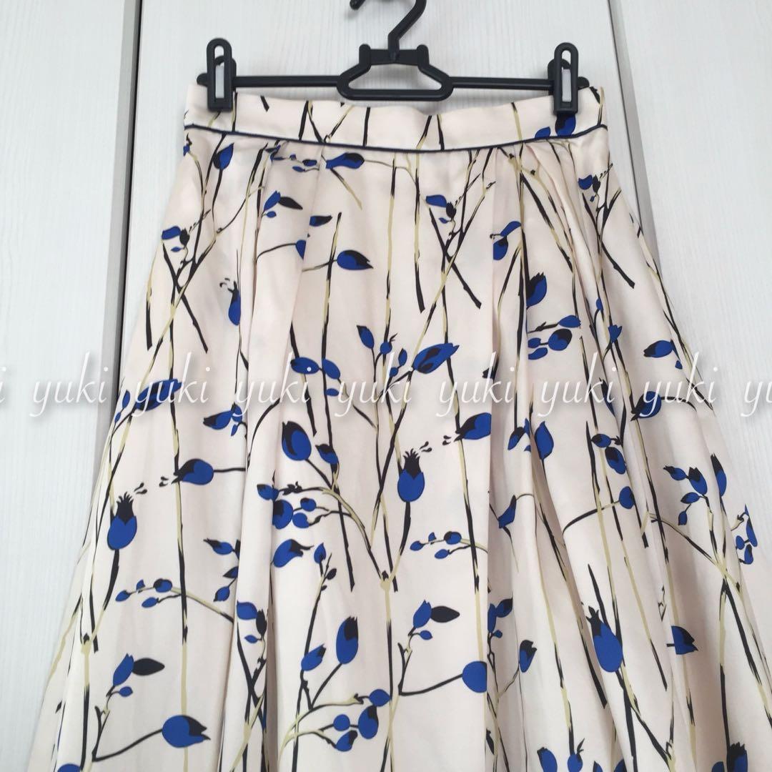 ANAYI ラインフラワープリント スカート 36