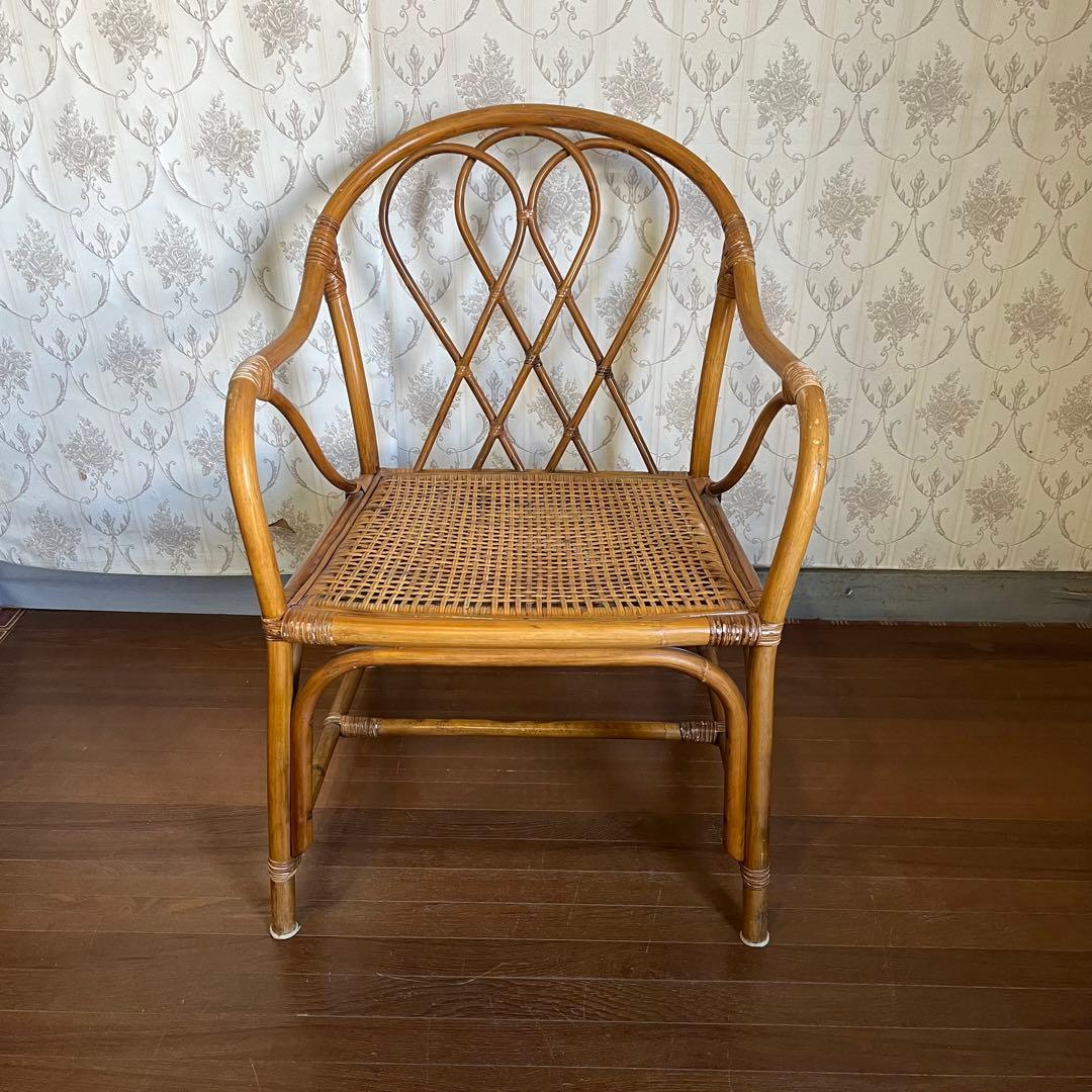 【アンティーク】① 籐 ラタンチェア アームチェア 椅子 古家具 古道具 古民家