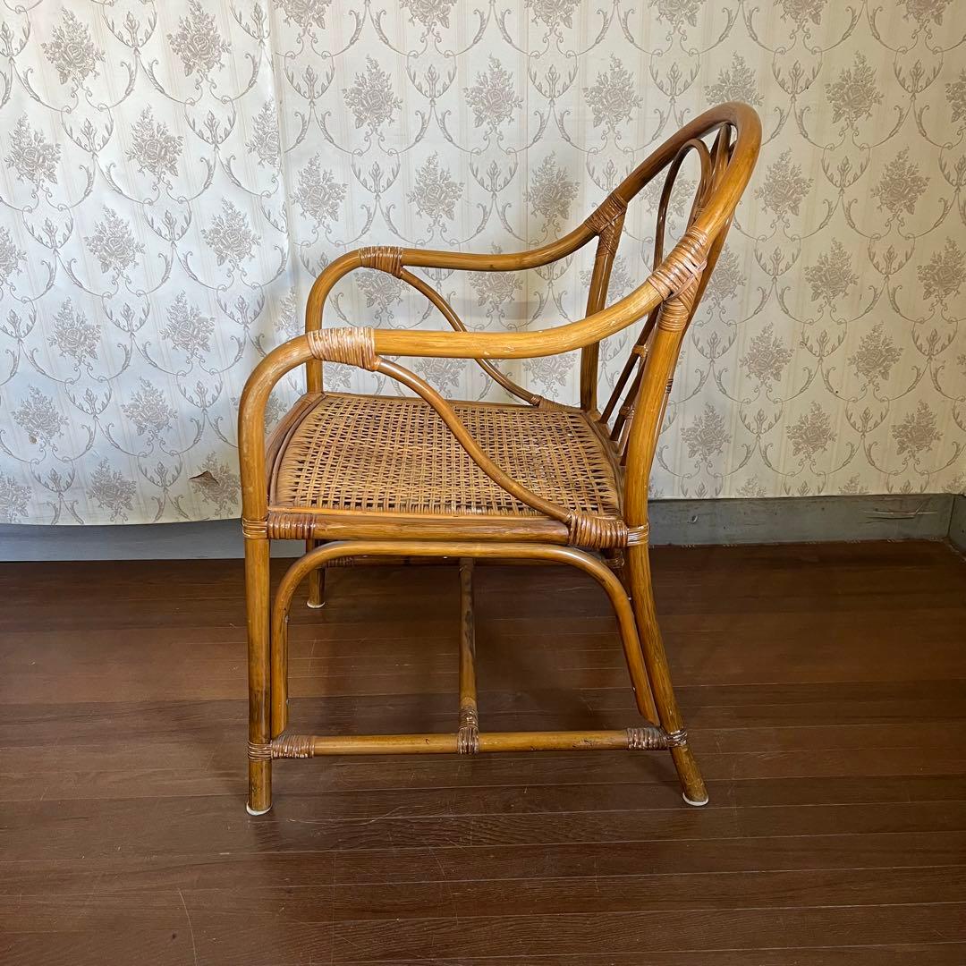 【アンティーク】① 籐 ラタンチェア アームチェア 椅子 古家具 古道具 古民家