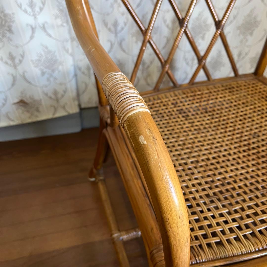 【アンティーク】① 籐 ラタンチェア アームチェア 椅子 古家具 古道具 古民家