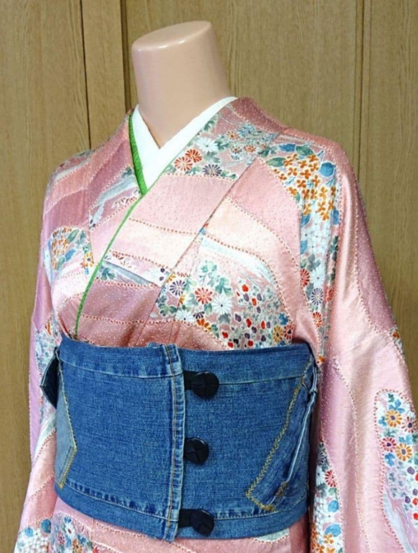 一点物♡個性派　お洒落上級者様向け【新品未使用】デニムリメイク　帯ベルト