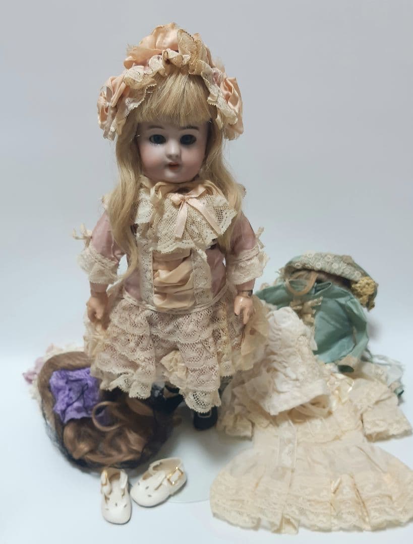 アンティーク ビスクドール DEP ジュモー / 着せ替えドレス+ウィッグ付き