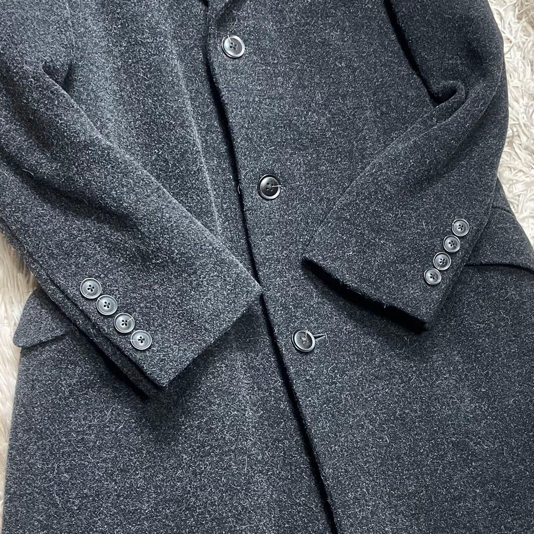 美品　メンズティノラス　チェスターコート　メンズ　メルトン　ロング　マキシ丈