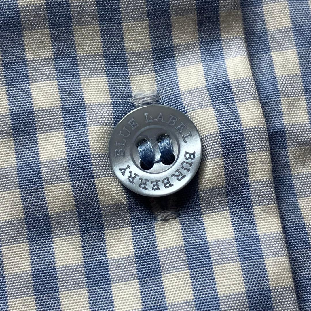 美品　バーバリーブルーレーベル　ボウタイブラウス　脱着可　ギンガムチェック　38