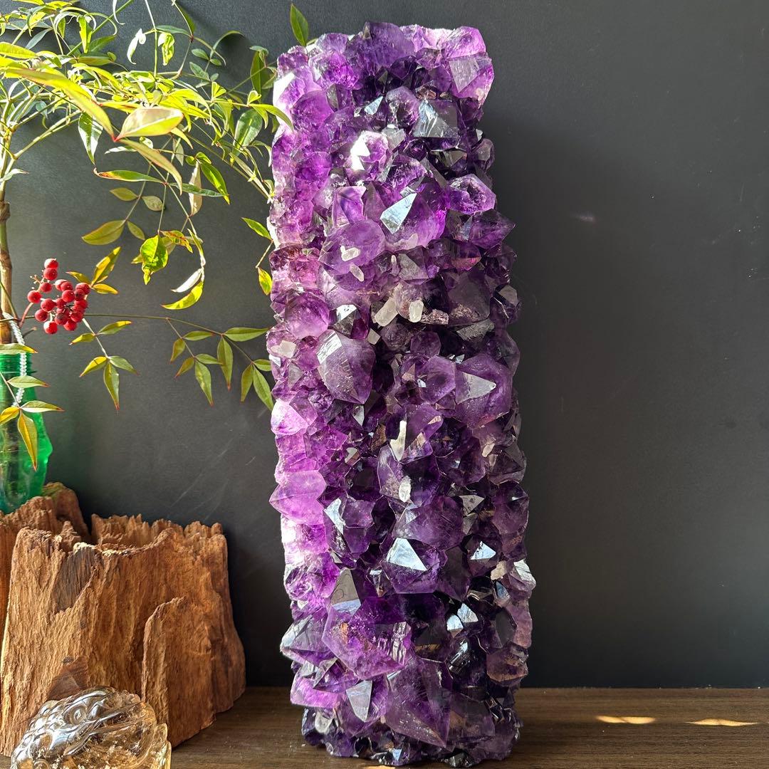 【最高品質】天然石 アメジストの原石　置物G.302