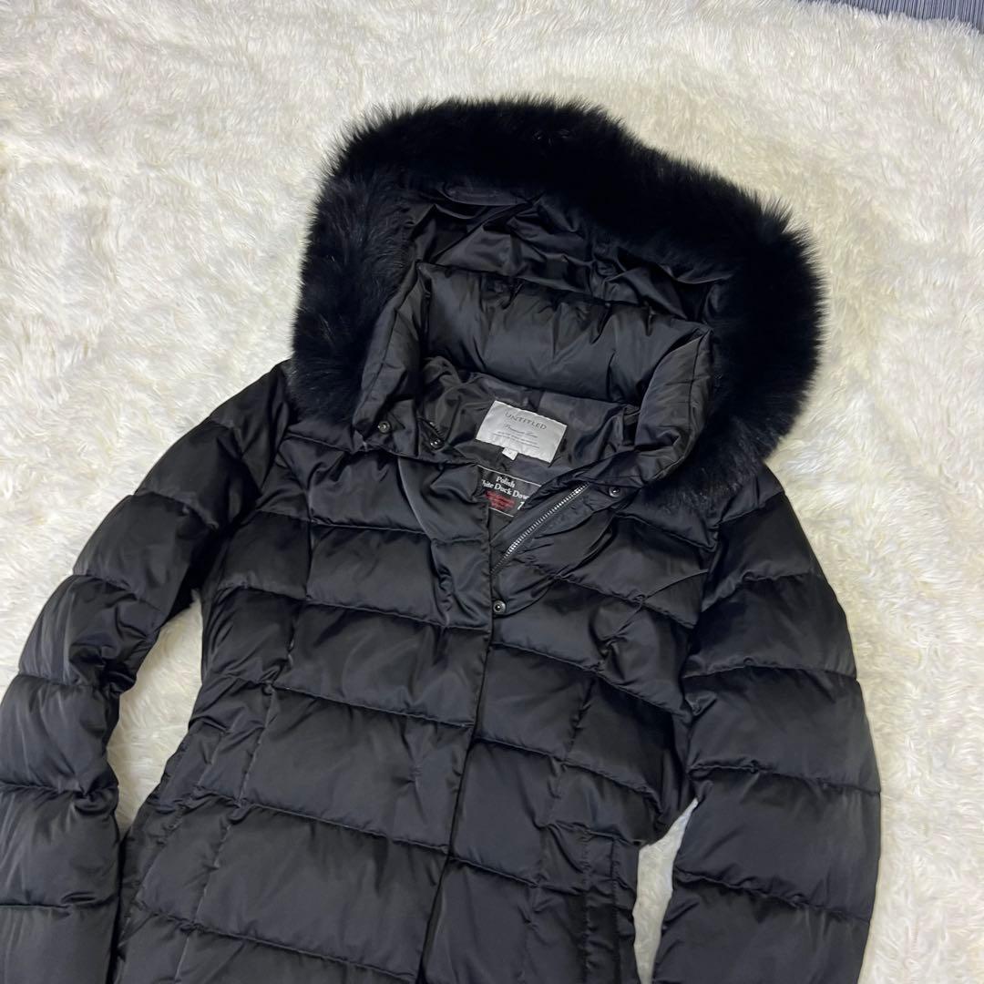 人気▲UNTITLED ホワイトダックダウン　コート ブルーフォックスファー　黒