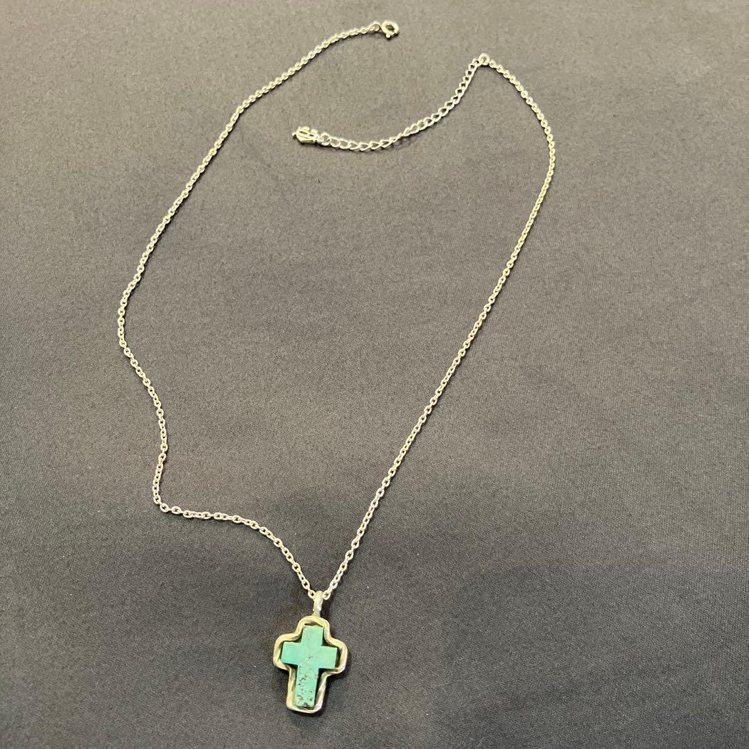 Crimie クライミー ターコイズ クロスチャーム シルバーネックレス
