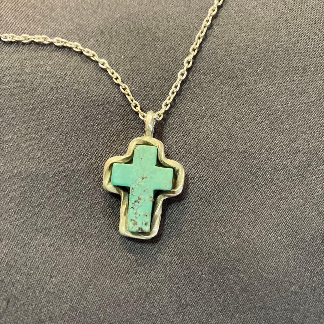 Crimie クライミー ターコイズ クロスチャーム シルバーネックレス