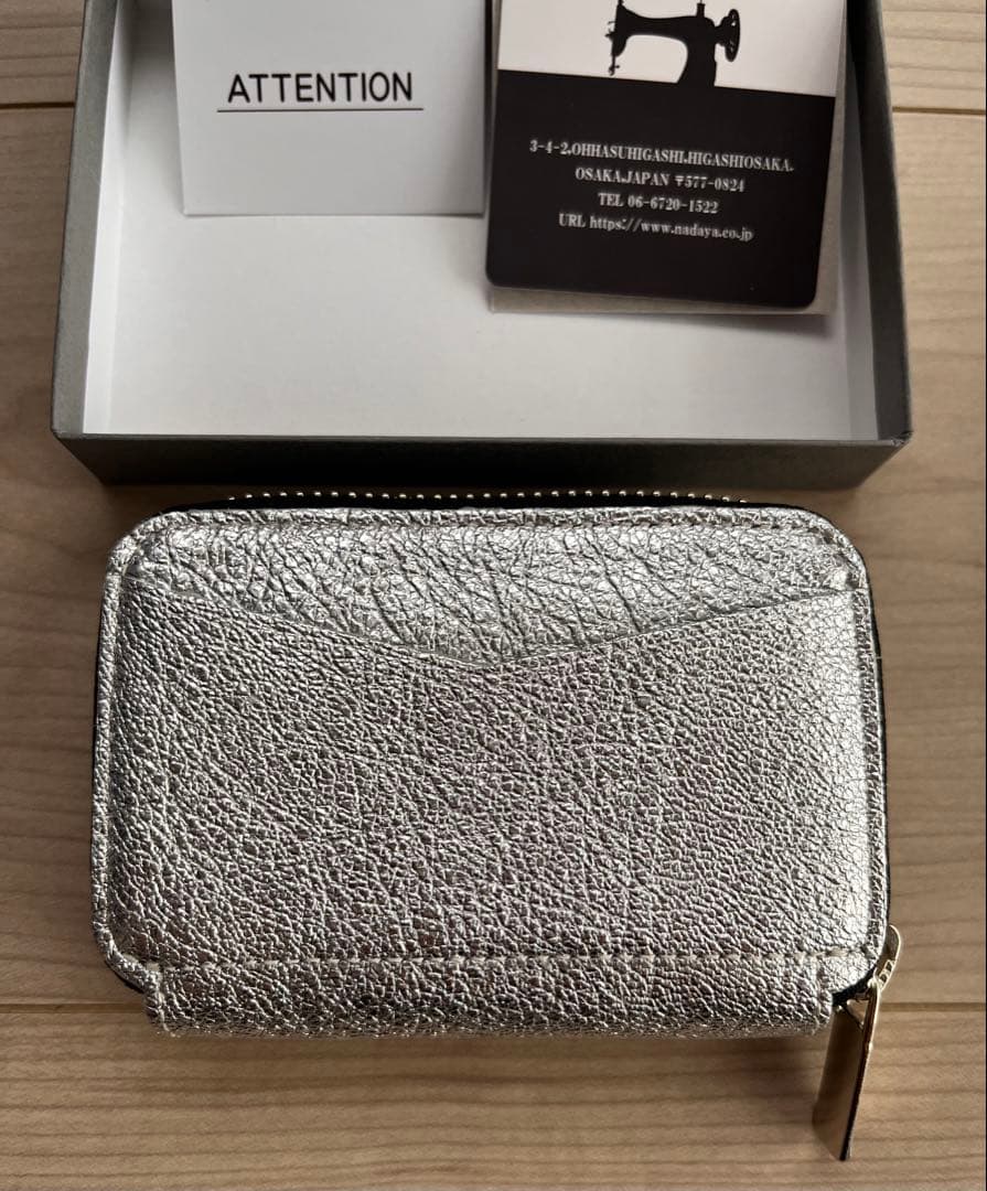 NADAYA シルバー 【mu】本革 Rファスナー コンパクト財布【HAKU】