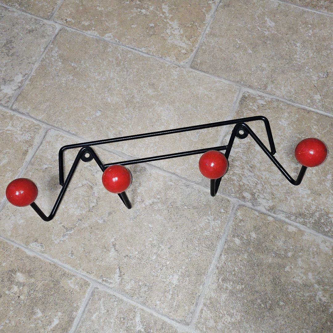 希少 1960S ヴィンテージ コートラック ウォールフック アトミック 赤