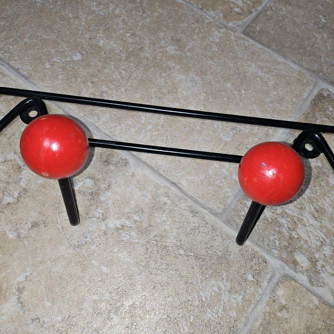 希少 1960S ヴィンテージ コートラック ウォールフック アトミック 赤